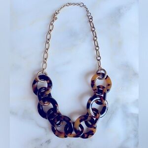 J.Crew Lucite Tortoise Circular Link Necklace